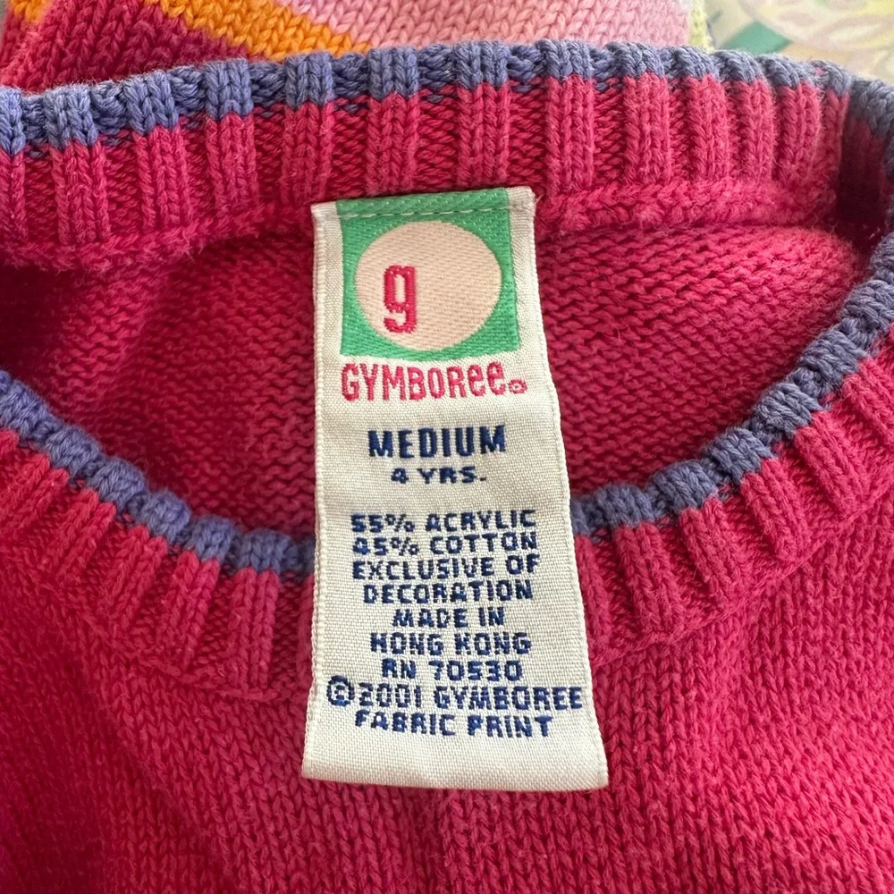 Vintage Gymboree Pink Flower Knit Sweater Girl's Sz 4T Y2K Kidcore Grandpacore